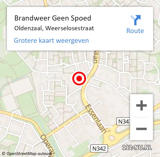 Locatie op kaart van de 112 melding: Brandweer Geen Spoed Naar Oldenzaal, Weerselosestraat op 21 juli 2024 20:56