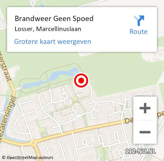 Locatie op kaart van de 112 melding: Brandweer Geen Spoed Naar Losser, Marcellinuslaan op 21 juli 2024 21:11