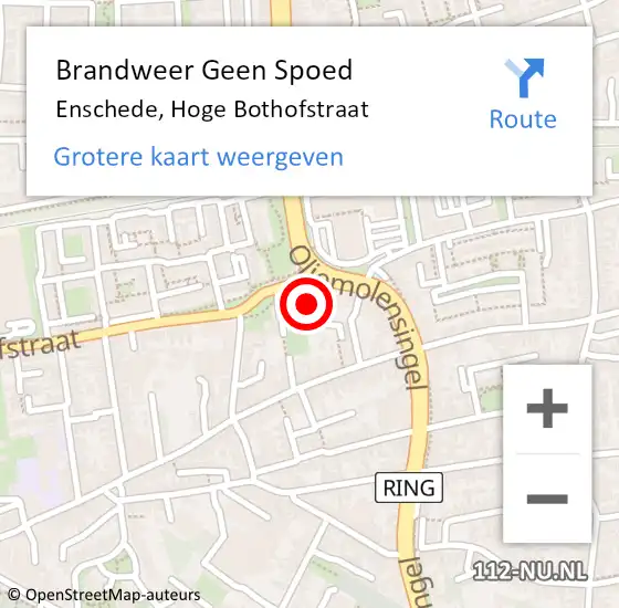 Locatie op kaart van de 112 melding: Brandweer Geen Spoed Naar Enschede, Hoge Bothofstraat op 21 juli 2024 21:12