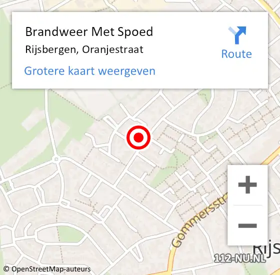 Locatie op kaart van de 112 melding: Brandweer Met Spoed Naar Rijsbergen, Oranjestraat op 21 juli 2024 21:12