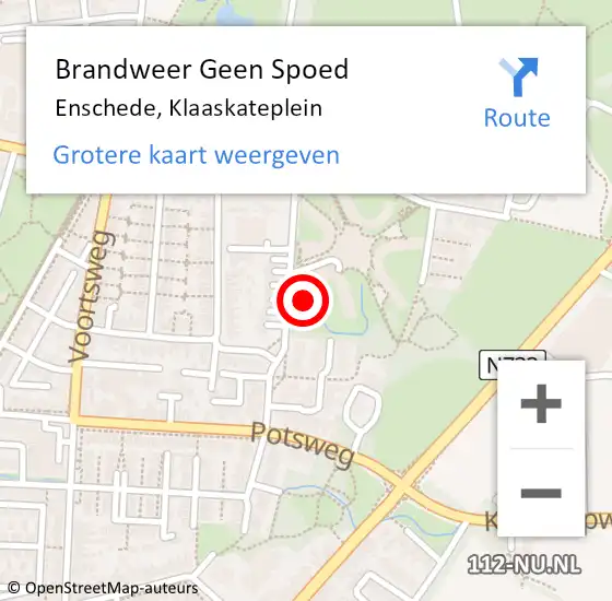 Locatie op kaart van de 112 melding: Brandweer Geen Spoed Naar Enschede, Klaaskateplein op 21 juli 2024 21:25