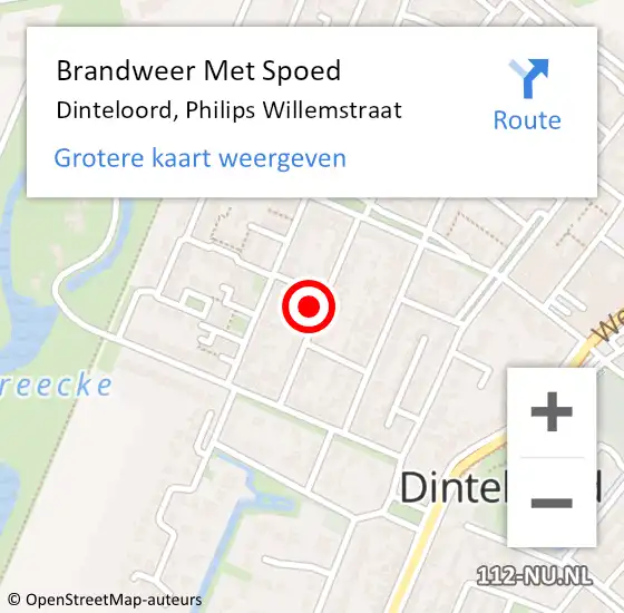 Locatie op kaart van de 112 melding: Brandweer Met Spoed Naar Dinteloord, Philips Willemstraat op 21 juli 2024 21:26