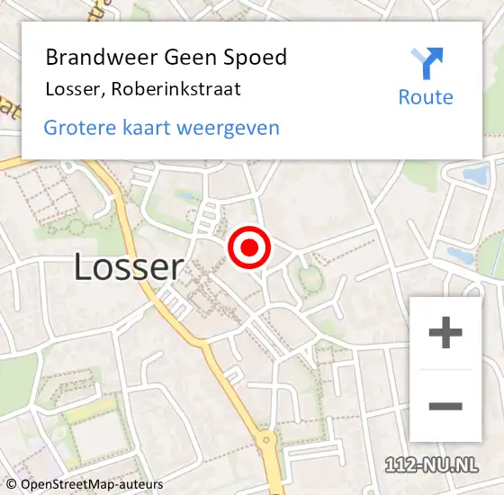 Locatie op kaart van de 112 melding: Brandweer Geen Spoed Naar Losser, Roberinkstraat op 21 juli 2024 21:35