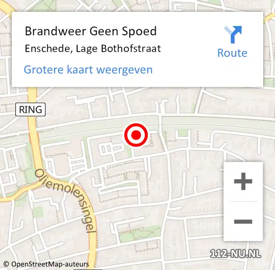 Locatie op kaart van de 112 melding: Brandweer Geen Spoed Naar Enschede, Lage Bothofstraat op 21 juli 2024 21:41