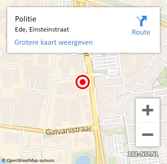 Locatie op kaart van de 112 melding: Politie Ede, Einsteinstraat op 21 juli 2024 21:49