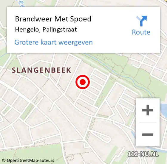 Locatie op kaart van de 112 melding: Brandweer Met Spoed Naar Hengelo, Palingstraat op 21 juli 2024 22:02