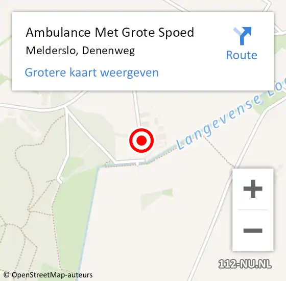 Locatie op kaart van de 112 melding: Ambulance Met Grote Spoed Naar Melderslo, Denenweg op 21 juli 2024 22:05