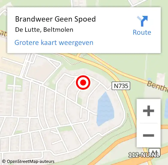 Locatie op kaart van de 112 melding: Brandweer Geen Spoed Naar De Lutte, Beltmolen op 21 juli 2024 22:07