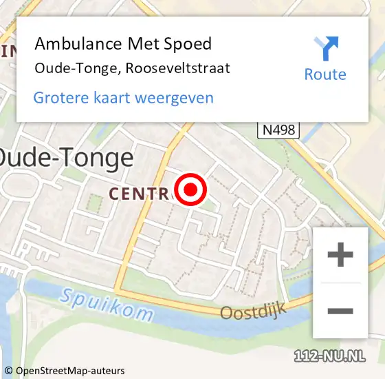 Locatie op kaart van de 112 melding: Ambulance Met Spoed Naar Oude-Tonge, Rooseveltstraat op 21 juli 2024 22:11