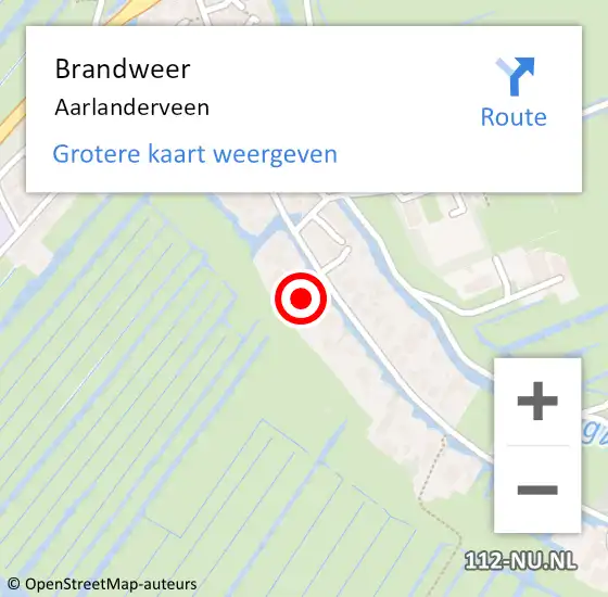 Locatie op kaart van de 112 melding: Brandweer Aarlanderveen op 21 juli 2024 22:15