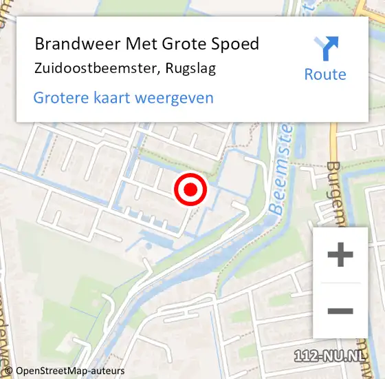 Locatie op kaart van de 112 melding: Brandweer Met Grote Spoed Naar Zuidoostbeemster, Rugslag op 21 juli 2024 22:28