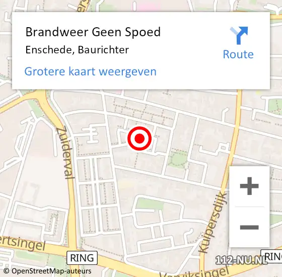 Locatie op kaart van de 112 melding: Brandweer Geen Spoed Naar Enschede, Baurichter op 21 juli 2024 22:35