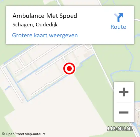 Locatie op kaart van de 112 melding: Ambulance Met Spoed Naar Schagen, Oudedijk op 21 juli 2024 22:47