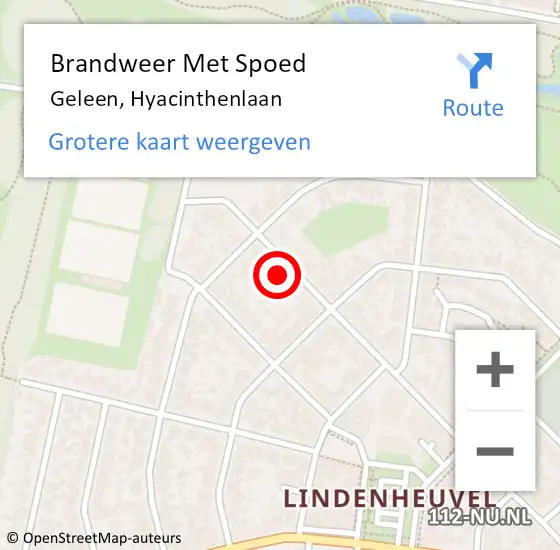 Locatie op kaart van de 112 melding: Brandweer Met Spoed Naar Geleen, Hyacinthenlaan op 21 juli 2024 23:46