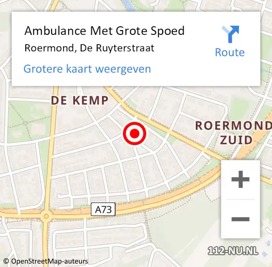 Locatie op kaart van de 112 melding: Ambulance Met Grote Spoed Naar Roermond, De Ruyterstraat op 21 juli 2024 23:55