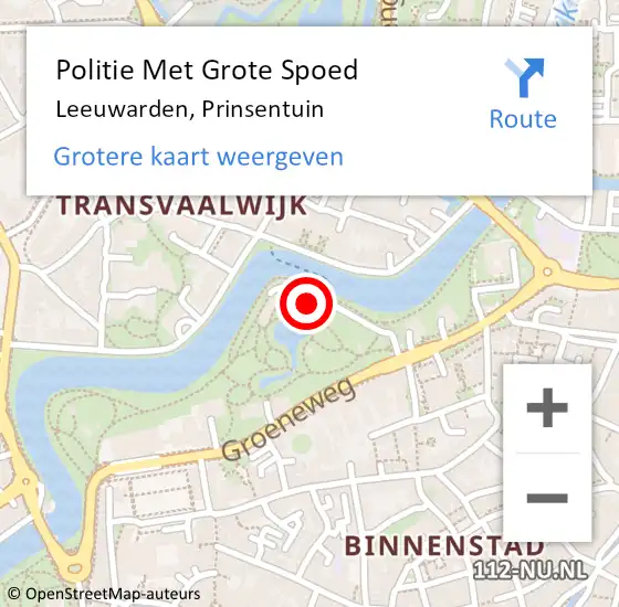 Locatie op kaart van de 112 melding: Politie Met Grote Spoed Naar Leeuwarden, Prinsentuin op 22 juli 2024 00:34