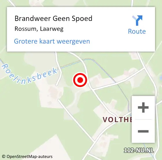 Locatie op kaart van de 112 melding: Brandweer Geen Spoed Naar Rossum, Laarweg op 22 juli 2024 00:37