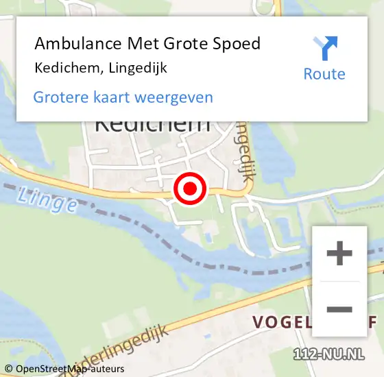 Locatie op kaart van de 112 melding: Ambulance Met Grote Spoed Naar Kedichem, Lingedijk op 22 juli 2024 00:43