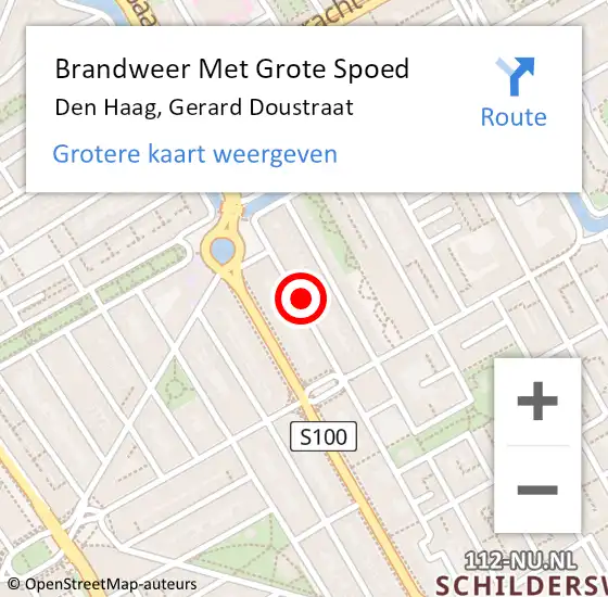 Locatie op kaart van de 112 melding: Brandweer Met Grote Spoed Naar Den Haag, Gerard Doustraat op 22 juli 2024 01:08