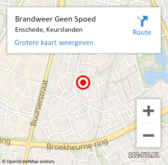 Locatie op kaart van de 112 melding: Brandweer Geen Spoed Naar Enschede, Keurslanden op 22 juli 2024 02:29