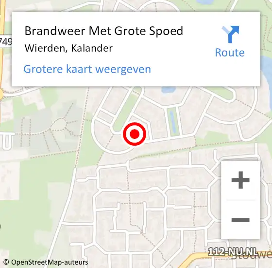 Locatie op kaart van de 112 melding: Brandweer Met Grote Spoed Naar Wierden, Kalander op 13 oktober 2014 21:36