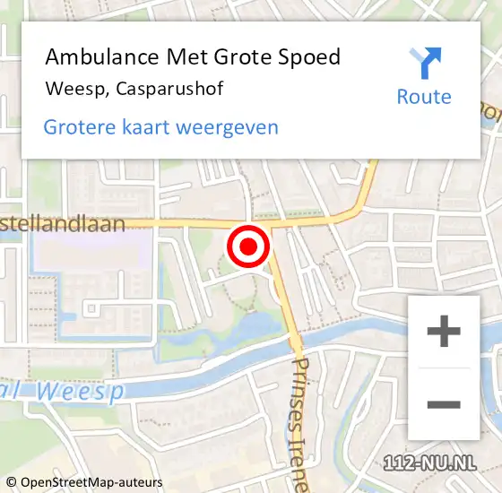 Locatie op kaart van de 112 melding: Ambulance Met Grote Spoed Naar Weesp, Casparushof op 22 juli 2024 04:00