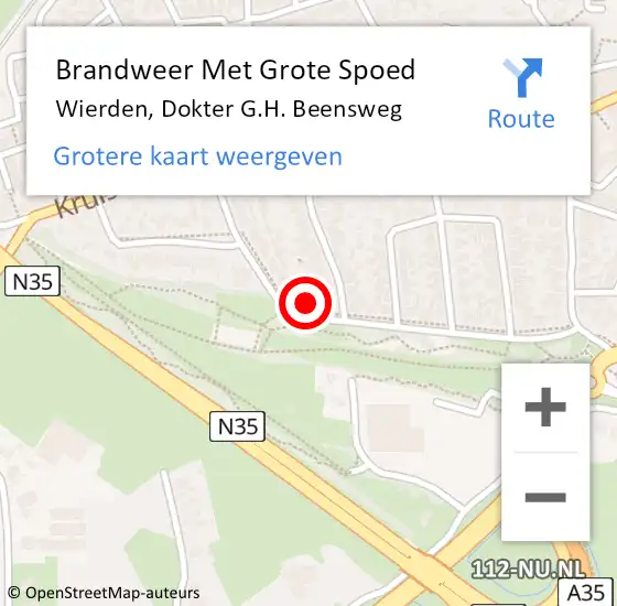 Locatie op kaart van de 112 melding: Brandweer Met Grote Spoed Naar Wierden, Dokter G.H. Beensweg op 22 juli 2024 04:07