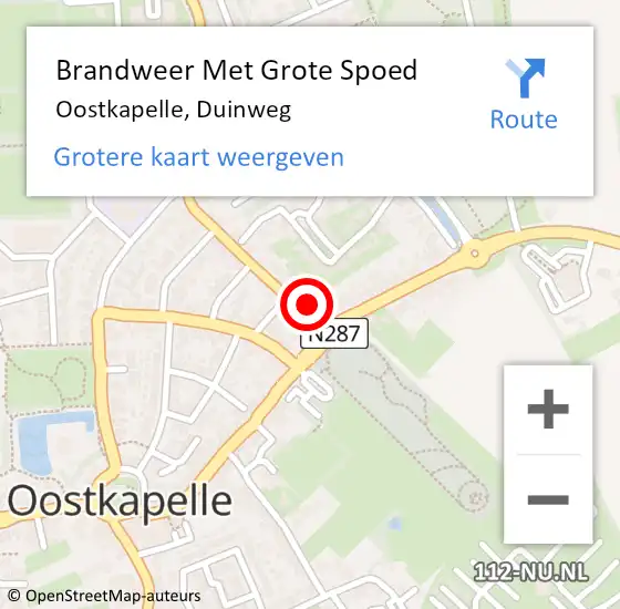 Locatie op kaart van de 112 melding: Brandweer Met Grote Spoed Naar Oostkapelle, Duinweg op 13 oktober 2014 21:41