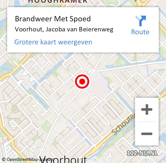 Locatie op kaart van de 112 melding: Brandweer Met Spoed Naar Voorhout, Jacoba van Beierenweg op 22 juli 2024 04:19