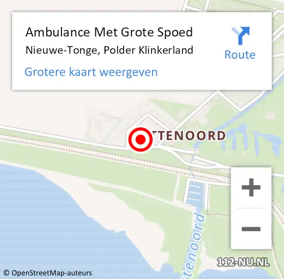 Locatie op kaart van de 112 melding: Ambulance Met Grote Spoed Naar Nieuwe-Tonge, Polder Klinkerland op 22 juli 2024 04:22