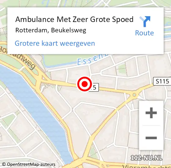 Locatie op kaart van de 112 melding: Ambulance Met Zeer Grote Spoed Naar Rotterdam, Beukelsweg op 22 juli 2024 04:34