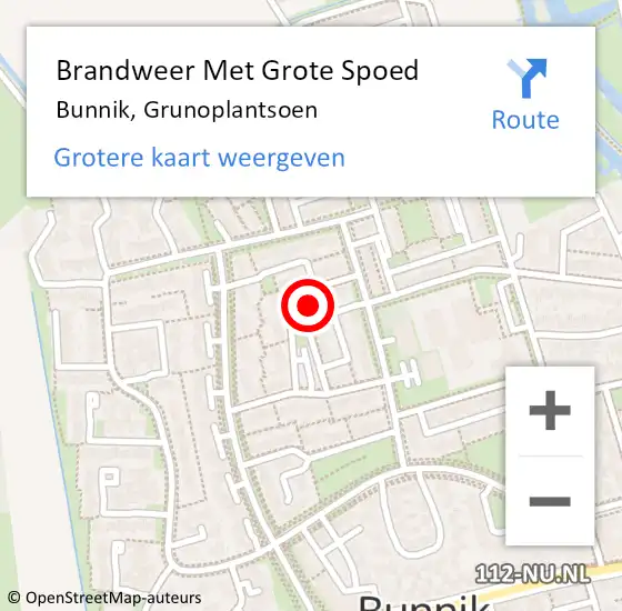 Locatie op kaart van de 112 melding: Brandweer Met Grote Spoed Naar Bunnik, Grunoplantsoen op 22 juli 2024 04:38