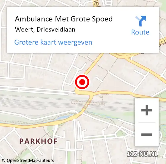 Locatie op kaart van de 112 melding: Ambulance Met Grote Spoed Naar Weert, Driesveldlaan op 22 juli 2024 04:50