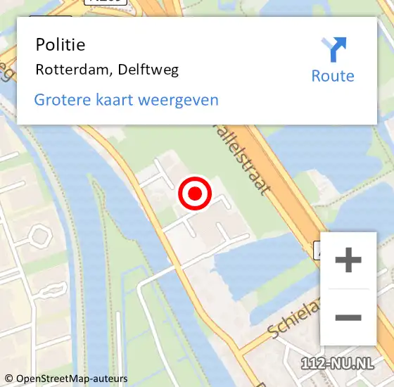 Locatie op kaart van de 112 melding: Politie Rotterdam, Delftweg op 22 juli 2024 05:38