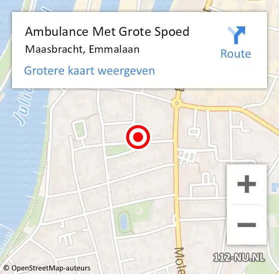 Locatie op kaart van de 112 melding: Ambulance Met Grote Spoed Naar Maasbracht, Emmalaan op 22 juli 2024 06:05