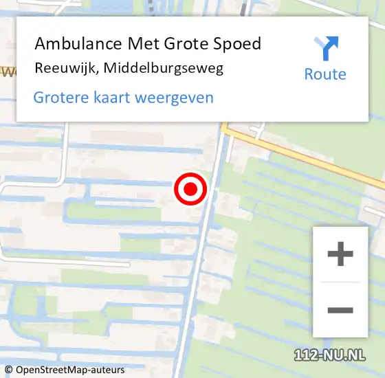 Locatie op kaart van de 112 melding: Ambulance Met Grote Spoed Naar Reeuwijk, Middelburgseweg op 22 juli 2024 06:34