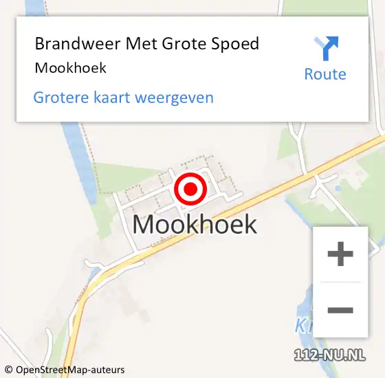 Locatie op kaart van de 112 melding: Brandweer Met Grote Spoed Naar Mookhoek op 13 oktober 2014 21:49