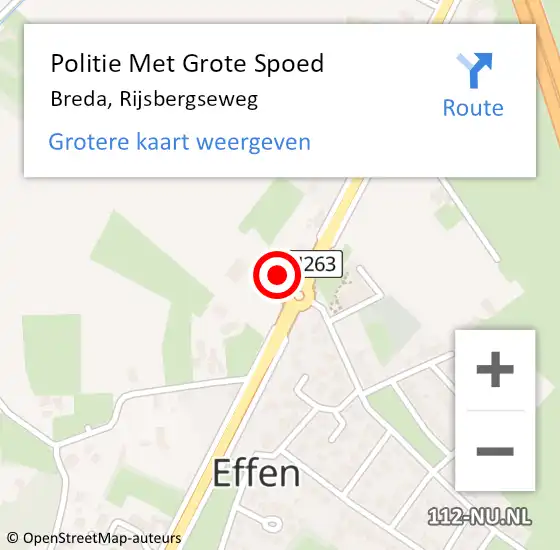 Locatie op kaart van de 112 melding: Politie Met Grote Spoed Naar Breda, Rijsbergseweg op 22 juli 2024 06:59