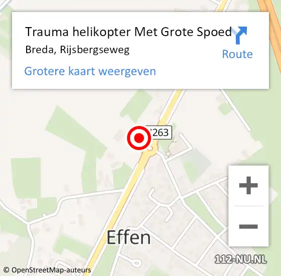 Locatie op kaart van de 112 melding: Trauma helikopter Met Grote Spoed Naar Breda, Rijsbergseweg op 22 juli 2024 07:02