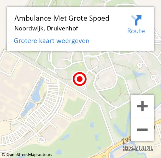 Locatie op kaart van de 112 melding: Ambulance Met Grote Spoed Naar Noordwijk, Druivenhof op 22 juli 2024 07:14