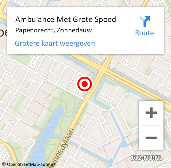 Locatie op kaart van de 112 melding: Ambulance Met Grote Spoed Naar Papendrecht, Zonnedauw op 22 juli 2024 07:30