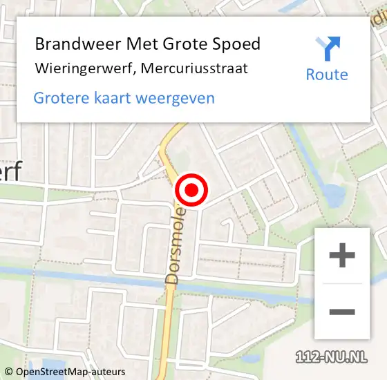 Locatie op kaart van de 112 melding: Brandweer Met Grote Spoed Naar Wieringerwerf, Mercuriusstraat op 22 juli 2024 07:32