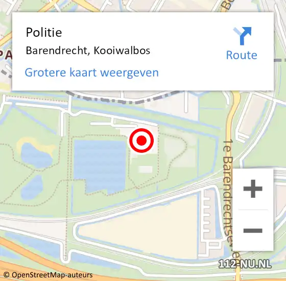 Locatie op kaart van de 112 melding: Politie Barendrecht, Kooiwalbos op 22 juli 2024 08:24