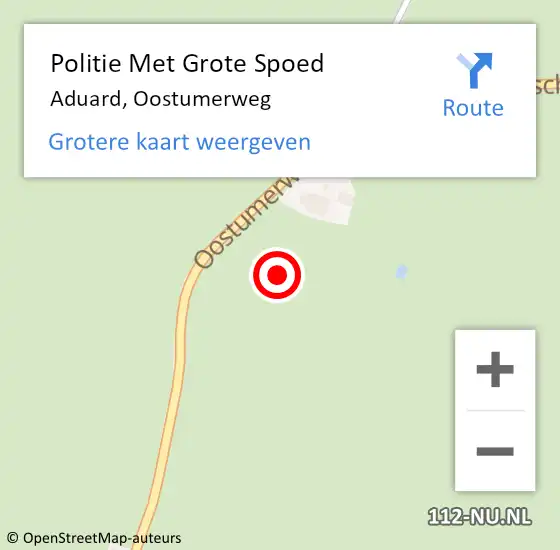 Locatie op kaart van de 112 melding: Politie Met Grote Spoed Naar Aduard, Oostumerweg op 22 juli 2024 08:29