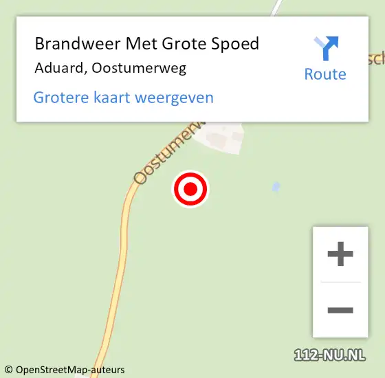 Locatie op kaart van de 112 melding: Brandweer Met Grote Spoed Naar Aduard, Oostumerweg op 22 juli 2024 08:30