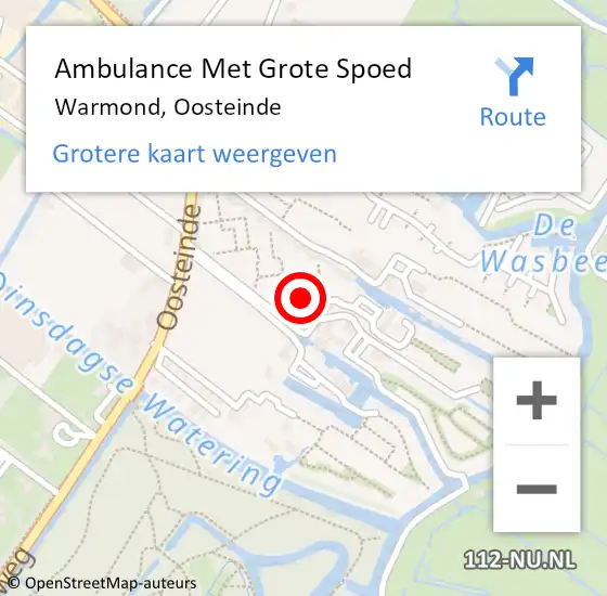 Locatie op kaart van de 112 melding: Ambulance Met Grote Spoed Naar Warmond, Oosteinde op 22 juli 2024 08:40