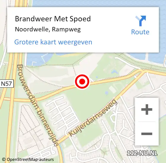 Locatie op kaart van de 112 melding: Brandweer Met Spoed Naar Noordwelle, Rampweg op 22 juli 2024 08:48