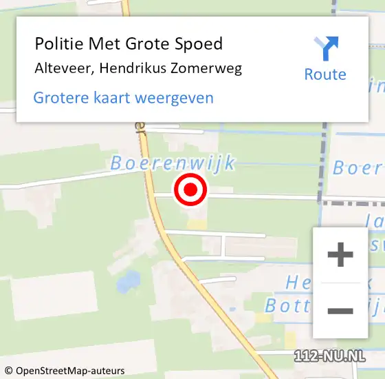 Locatie op kaart van de 112 melding: Politie Met Grote Spoed Naar Alteveer, Hendrikus Zomerweg op 22 juli 2024 08:50