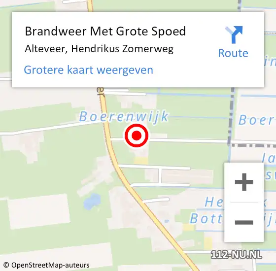 Locatie op kaart van de 112 melding: Brandweer Met Grote Spoed Naar Alteveer, Hendrikus Zomerweg op 22 juli 2024 08:52