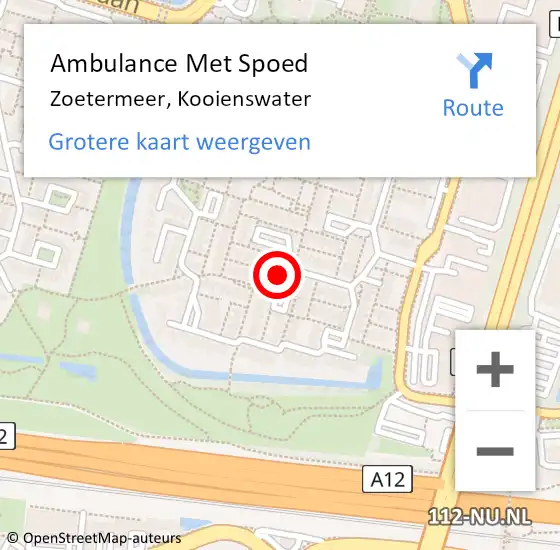 Locatie op kaart van de 112 melding: Ambulance Met Spoed Naar Zoetermeer, Kooienswater op 22 juli 2024 09:02